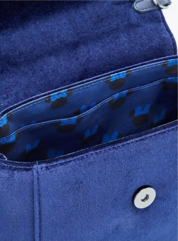 Minnie Mouse Blue Velvet & Pearls Crossbody Purse