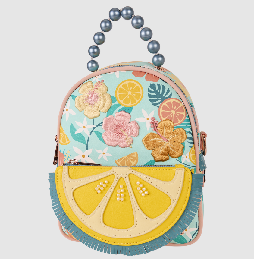 Tropical Lemon Floral Convertible Mini Backpack & Crossbody Bag