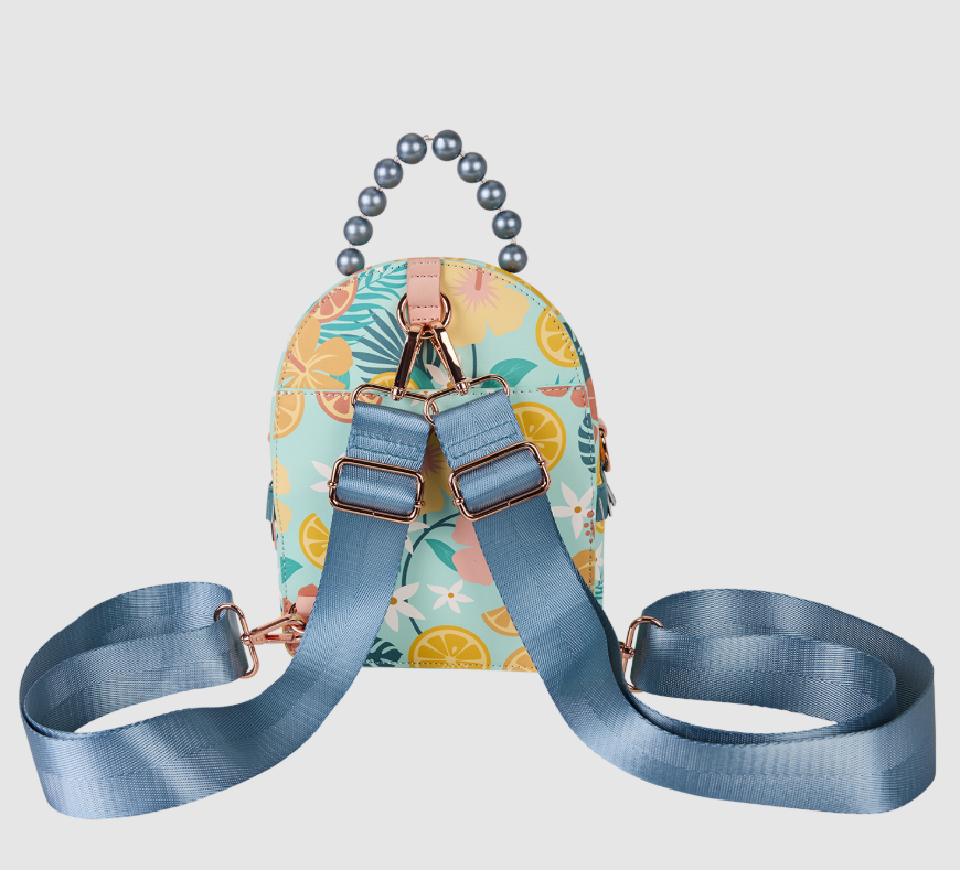 Tropical Lemon Floral Convertible Mini Backpack & Crossbody Bag